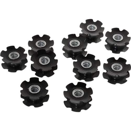 10pcs Metal Black Headset Flanged Star Nut Washer for 1-1/8' Threadless Fork Steerers Mountain MTB Bike Bicycle