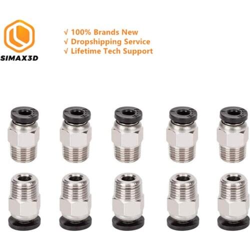 10Pcs PC4-M10 Straight Pneumatic PTFE Tube Push In Quick Fitting Connector for E3D-V6 Long-Distance Bowden Extruder 3D Printer
