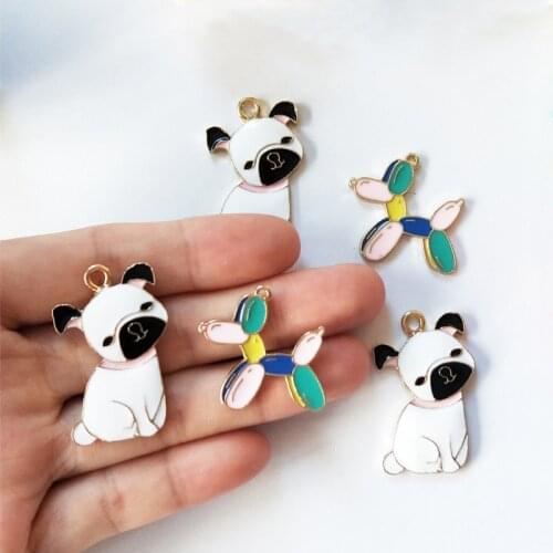 10Pcs French Bulldog DIY Fashion Jewelry Making Accessories Colorful Balloon Dog Earrings Necklace Bracelet Cellphone Pendant