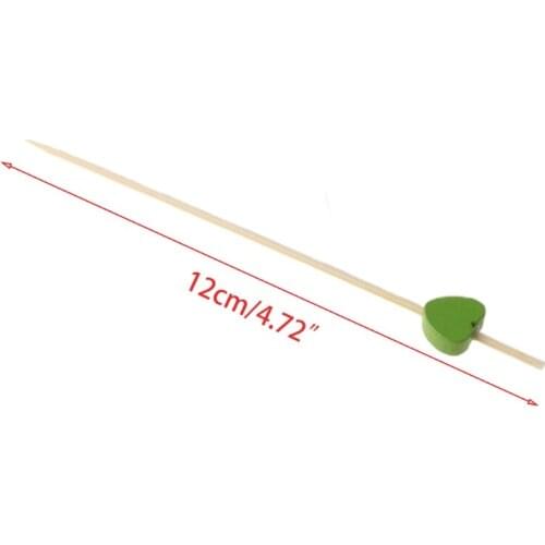 100Pcs 12cm Disposable Bamboo Heart Skewers Fruit Dessert Cake Sign Cocktail Picks Cute Food Sticks Buffet Cupcake Toppers Party