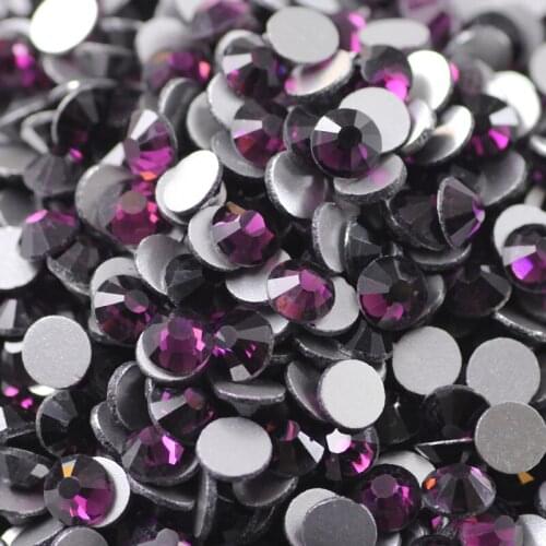 100pcs Cute Crystal Amethyst Round Flatback Crystal Nail Rhinestone Different Sizes SS3-20 RS-29