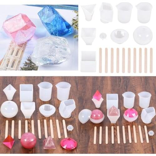 19 Pieces DIY Silicone Resin Mold Soap Candle Making Mould Measurement Cup Jewelry Tools Kit