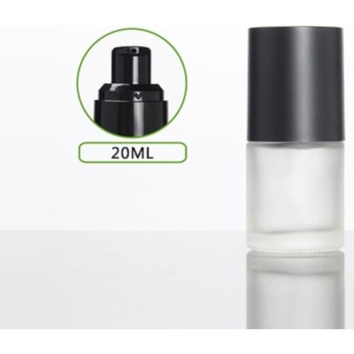 20ml frosted/green/blue glass bottle black pump matte blacklid for serum/lotion/emulsion/foundation skin care cosmetic packing