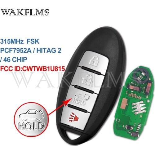 4 Button Smart Remote Car Key 315MHz Fob for Nissan Sentra Versa 2013-2016 PCF7952A Chip CWTWB1U815