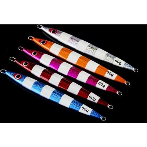 5PCS Deep sea Glow Zebra Slow Jig Jigging Fishing Jigging Lure Jigbait spoon baits 40g 60g