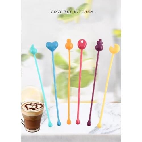 6PCS Heart Shape Cute Honey Coffe Swizzle Stirring Stick Mixing Cocktail Coffee Stirrer Wine Drink Bar Accessory