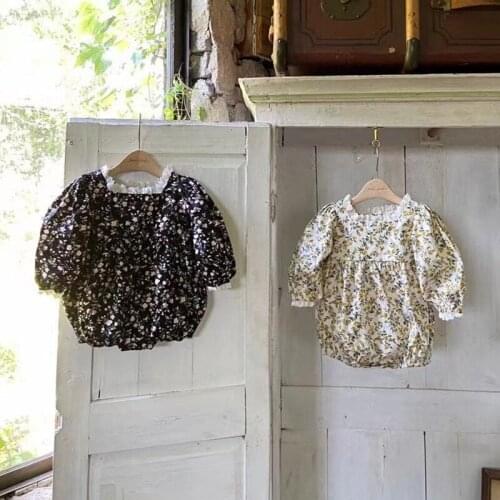 8830 Baby Floral Clothes Long Sleeve Romper 2021 Autumn New Ins Korean Baby One-piece Clothes Girl Outdoor Climbing Clothes