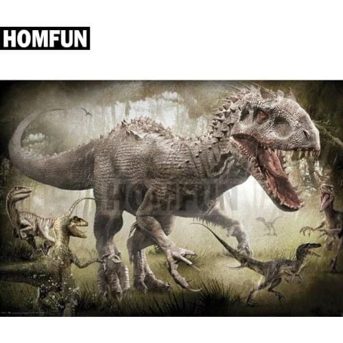 HOMFUN Full Square/Round Drill 5D DIY Diamond Painting "Animal dinosaurs" 3D Embroidery Cross Stitch 5D Decor Gift A00331