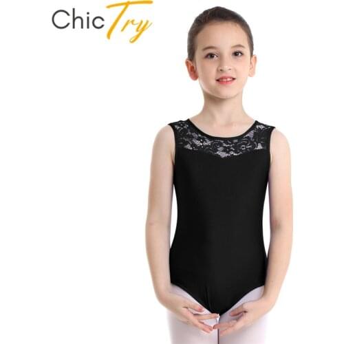 ChicTry Kids Teens Floral Lace Splice Ballet Leotard Dance Costume Children Girls Gymnastics Leotard Dance Gym Unitards Bodysuit