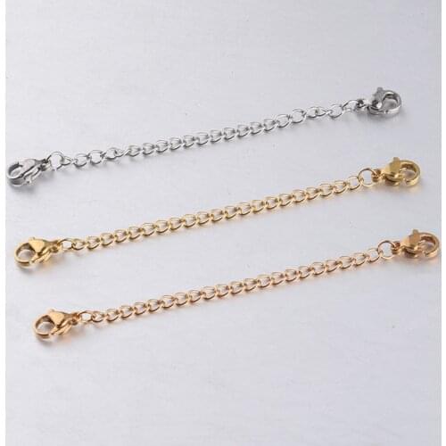 10pcs/lot Stainless Steel Extend Chains With Double Lobster ClaspS 7cm Handmade Necklace Connection Chain DIY Jewelry Findings
