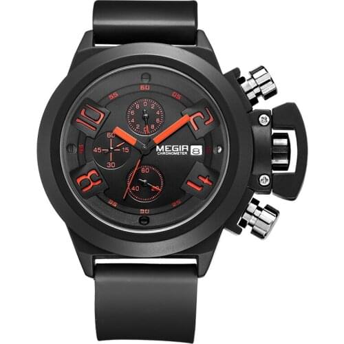 Top Luxury Brand Mens Quartz Watch Sports Chronograph Watches for Men Waterproof Calendar Wristwatch Silicone Strap Clock Watch
