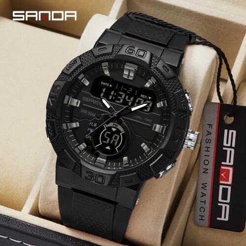 SANDA Brand G Style Sport Watch Men Digital Watches Shock Waterproof Military Dual Display Wristwatches relogio masculino