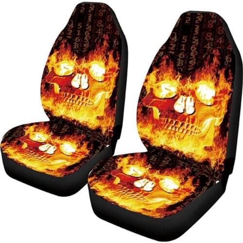 AUTO KEGAN Car Seat Protector Covers Flaming Blue Cool Skull Front Car Seats Cover Cushion Only Universal Fit for Cars Truck SUV