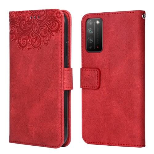 For Huawei Honor X10 Flower Embossing Case TEL-AN00a TEL-AN10 6.63'' Wallet Flip Leather Case for Huawei X10 Cover