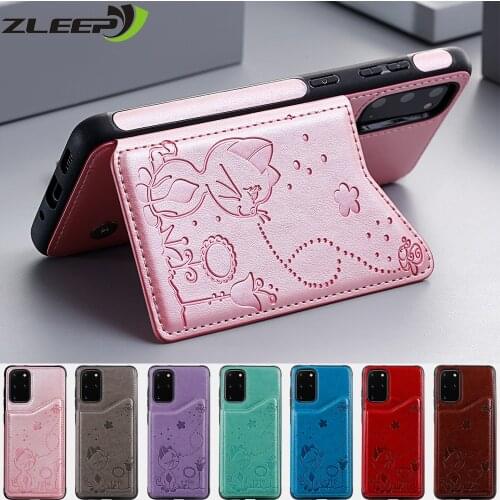 Case For Samsung Galaxy S21 S20 FE S10 S9 S8 Plus Note 8 9 10 20 Ultra A30S A50 Soft Card Slot Pouch Leather Stand Phone Cover