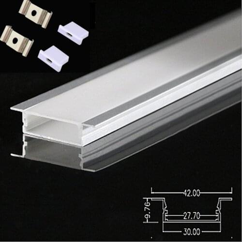 DHL 10-100PCS 1m Recessed LED aluminum profile Led Line light 3528 5050 5630 hard/soft led strip,milky cover aluminum channel