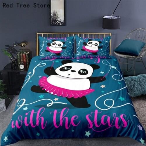 Panda Printed 2/3pcs Bedding Set Cartoon Animal Duvet Cover For Adult Child Bedclothes And Pillowcases Comforter Covers Bed Sets