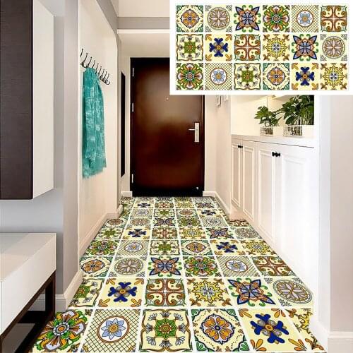 Spanish Style Matte Tile Sticker Kitchen Washbasin Bathroom Ground Home Renovation Floor Peel & Stick Waterproof Art Wall Decals