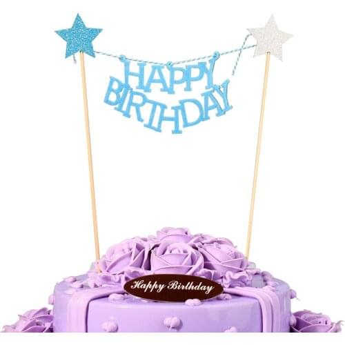 Custom star Cake Topper for Kids Happy Birthday Party Decoration Supplies Baby Shower Party Decoration Can Be Written