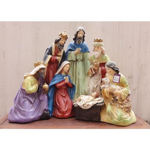 RESIN HANDICRAFT MANGER GROUP JESUS BIRTH RELIGIOUS CHURCH JESUS DECORATION BUSINESS GIFT