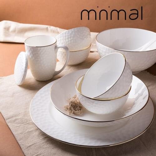 Ceramic Bowl Dinner Set Rice Noodles Bowl Phnom Penh Marble Pattern Series Porcelain Plate Family Soup Bowl Tableware Set