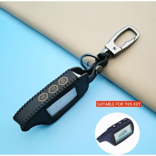 3-Button Car-Styling Leather Key Cover Case For B9 B6 A91 A61 Starline Twage Two-Way Car Alarm Keyring System