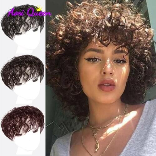 Curly Synthetic Hair Clips Wig With Bangs Increase The Amount Of Hair on The Top of The Head to Cover The White Hair Hairpiece