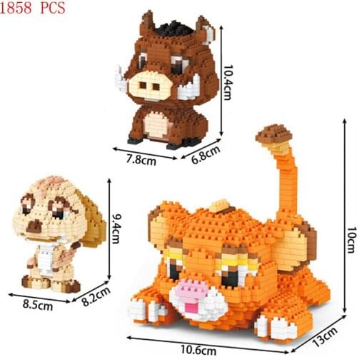 Hot classic Cartoon 3in1 lion king Simba TIMON Pumbaa figures model bricks mini micro diamond building blocks toys children gift