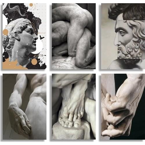 Michelangelo Sculpture Art Posters and Prints Black White David Hand Canvas Wall Art Paintings Pictures Room Home Decor