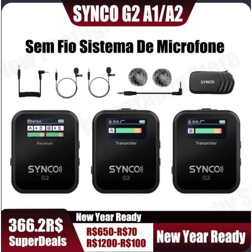 SYNCO G2A1 G2A2 G2 A1 A2 Microphone Wireless Lavalier Microfone Mic System for Smartphone Table DSLR Camera Realtime Monitoring