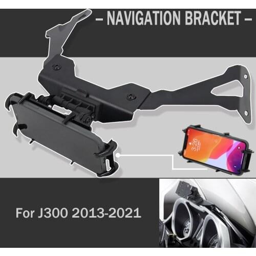 Motorcycle black Navigation Bracket Phone Mobile Phone GPS Plate Bracket FOR Kawasaki J300 J 300 2013-2021 2020 2019 2018 2017