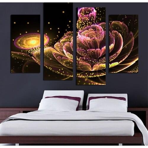 Wall Art Canvas Paintings Framework Living Room Home Decor 4 Pieces Flowers Abstract Pictures HD Prints Beautiful Posters