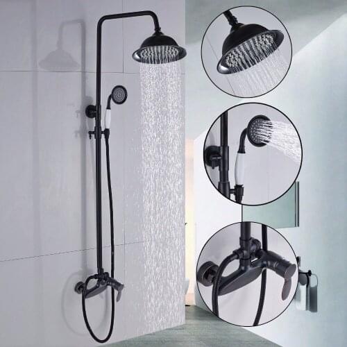 Wall Mount Rainfall Shower Faucet Single Handle 8" Rain Shower Faucet Set Hand Shower Sprayer Mixer Tap KD393