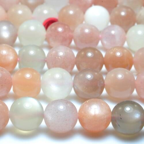 Natural Rainbow Moonstone Smooth Round Loose Beads Wholesale Gemstone Semi Precious Stones Bracelet Necklace For Jewelry Making
