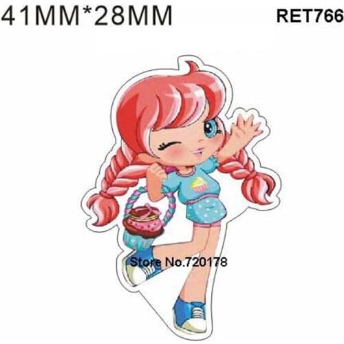 41*28MM Girl Resin Planar Cartoon Flatback Resin Cabochon Hairbow DIY Crafts Accessories 50pcs RET766H