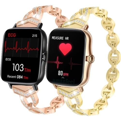 20mm Metal Strap For Xiaomi Amazfit Gts 2 Wrist band For COLMI P8 Plus Bands Stainless with diamond Bracelet For Amazfit Bip S U