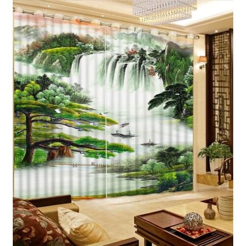 Blackout curtain Luxury Blackout 3D Window Curtains For Living Room Bedroom Landscape scenery curtains