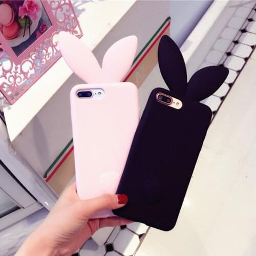 New Cartoon Cute 3D Long Ears Rabbit Soft Silicone Phone Case For iphone X XS SE 2020 Case For iphone 6 6S 7 8 Plus Cover Fundas