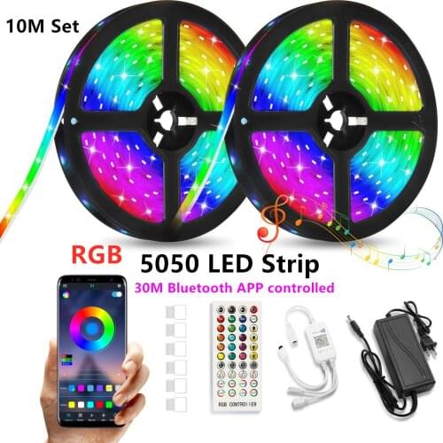 5M 10M 15M 20M5050 LED Strip Light led ribbon rgb led diode tape Bluetooth Controller power adapter for Home