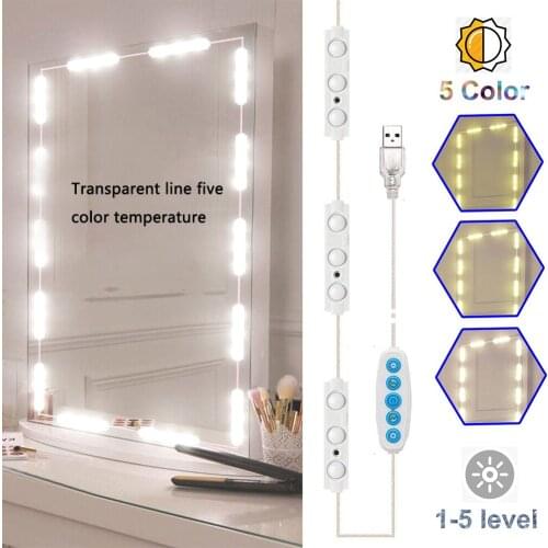 10W Makeup Mirror Vanity Led Light Bulbs Hollywood Led Lamp 5 Colors Wall Lamp For Dressing Table Make Up Mirror Touch Dimming