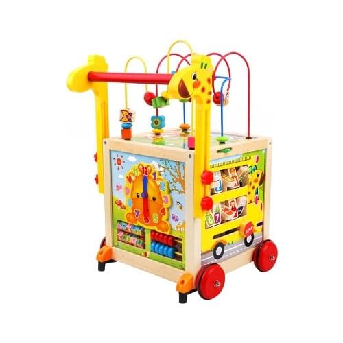 Bababy moving walker Toddler Car drivers cart multi-functional walking aid cart with beads for 6 / 7-18 months