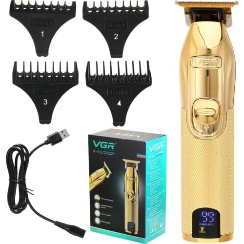 VGR Brand Professional Clipper Golden & Silver All-metal USB rechargeable Hair Trimmer Men Beard Barber Hair Cutting Machine