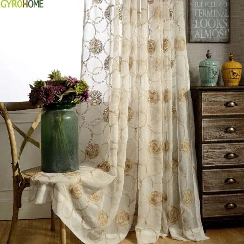 Vintage Circle Tulle Voile Window Screening for Living Room Bedroom