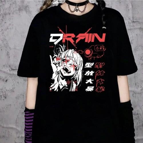 Goth Anime Tshirt Tee Aesthetic Women T-shirt Punk Grunge Streetwear Ladies Gothic Top Manga T Shirt Harajuku Clothes Y2k Female