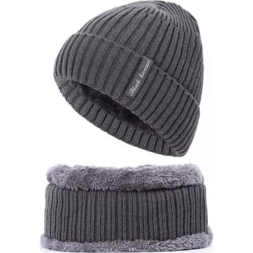 Thick Knitted Winter Beanies Caps For Men Wool Scarf Set Caps Plus Hip Hop Hat Scarf Keep Warm Soft Outdoor Hat gorras hombre