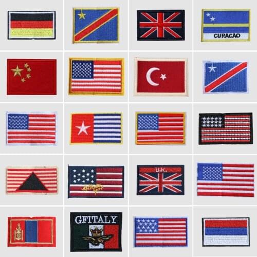 American British National Flag Badge Stripe Square Small Stickers Embroidered Patches For Clothes DIY Jacket Sewing Accessories