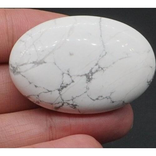 1.8" Massage Energy Pocket Palm Stone Natural White Howlite Turquoise Crystal Reiki Healing Meditation Gemstone