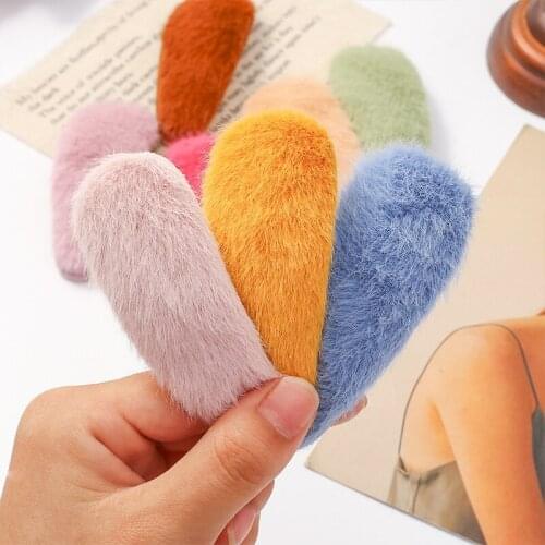 1 Korea Cute Hairpin Plush Solid Color Hairpin Female Side Clip Joker Hair Accessories Small Clip Headdress In Autumn and Winter