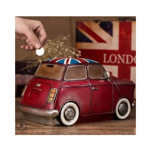 18*33cm British Retro Nostalgia Piggy Bank Cars Adult Creativity Large Home Ornaments Classic Vintage Birthday Gift For Kids