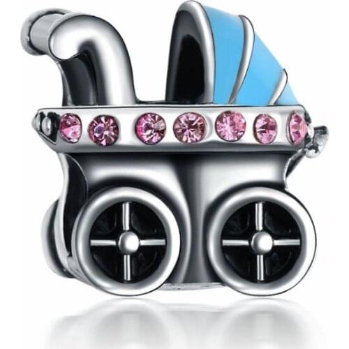 5PCS New Fashion Perles Crystal Silver Plated Baby Carriage Bijoux Loose Beads Fit Diy Snake Charms Bracelet Wholesale Gifts